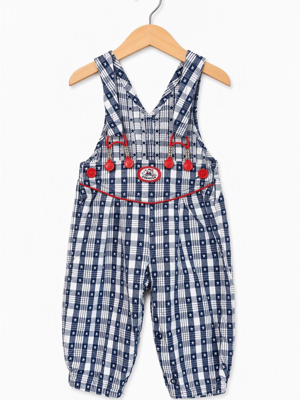 Ultra Rare Vintage 90s Baby B'gosh Made in USA Patriotic Plaid Star Overalls 24M